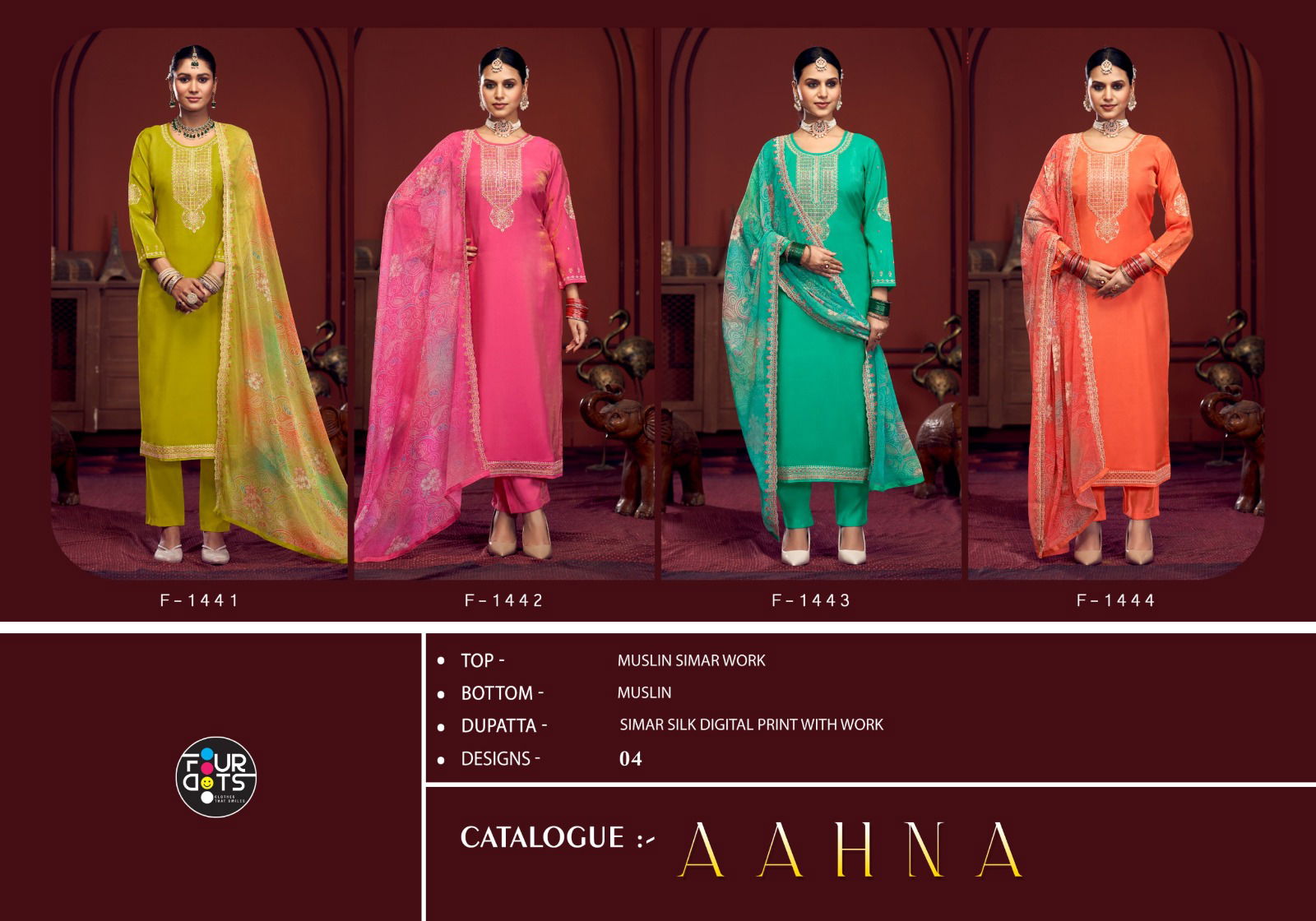 Aahna By Fourdots Muslin Simar Digital Printed Designer Salwar Suits Online Wholesale